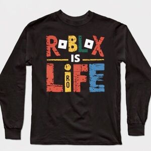 NEW Roblox Is Life Black Graphic Long Sleeve Tee